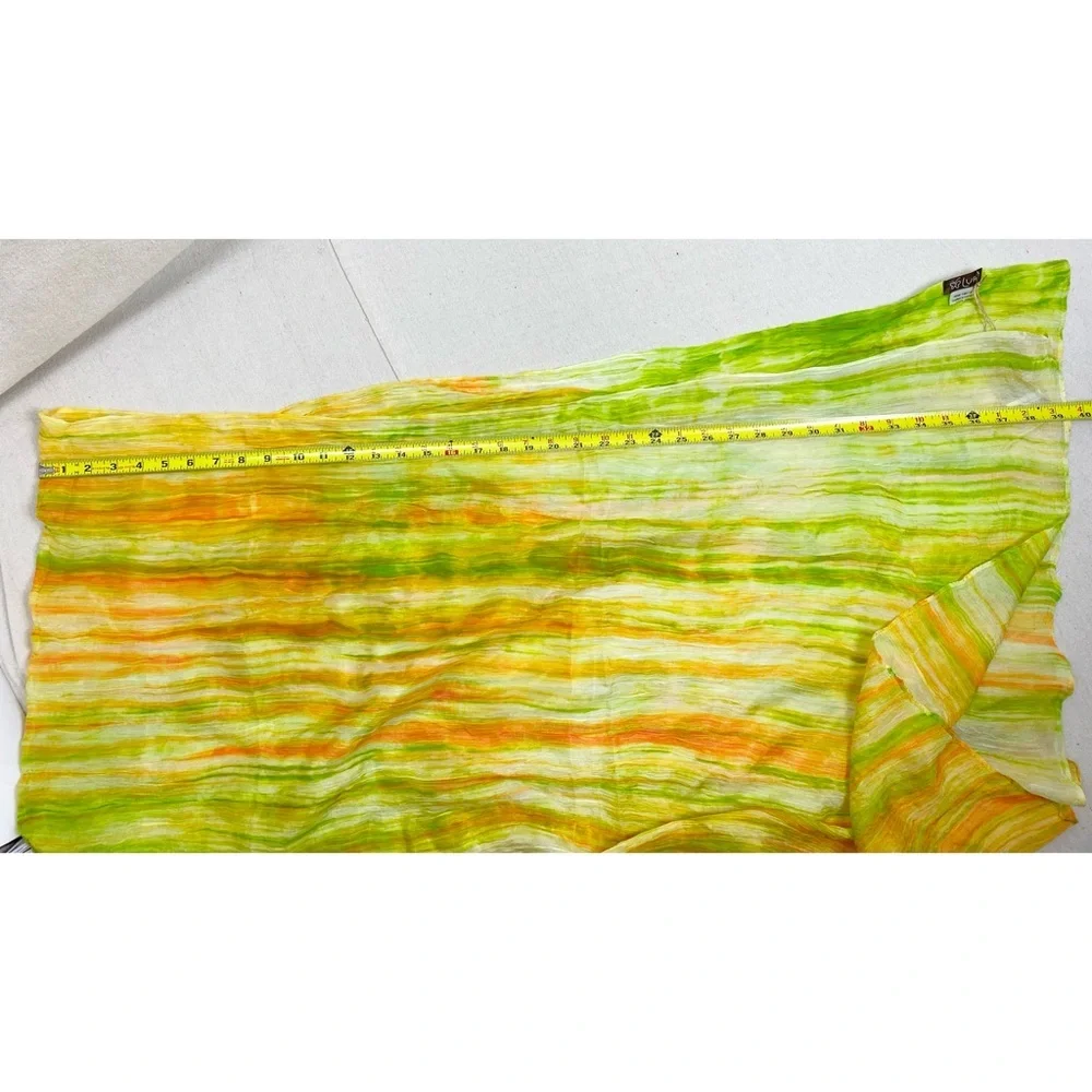 LUA Silk Scarf Yellow watercolor Crinkle Shawl Wrap Handmade Artsy Lagenlook NWT